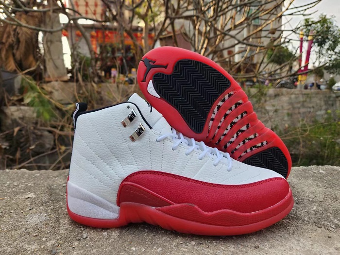 Men's Running weapon Air Jordan 12 White/Red Shoes 041 Men's Running weapon Air Jordan 12 White/Red Shoes 041
